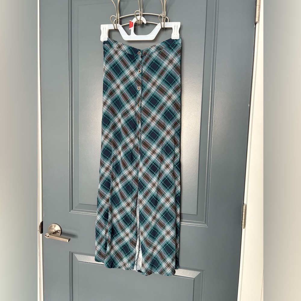Wild Fable Teal and Brown Plaid Pencil Skirt